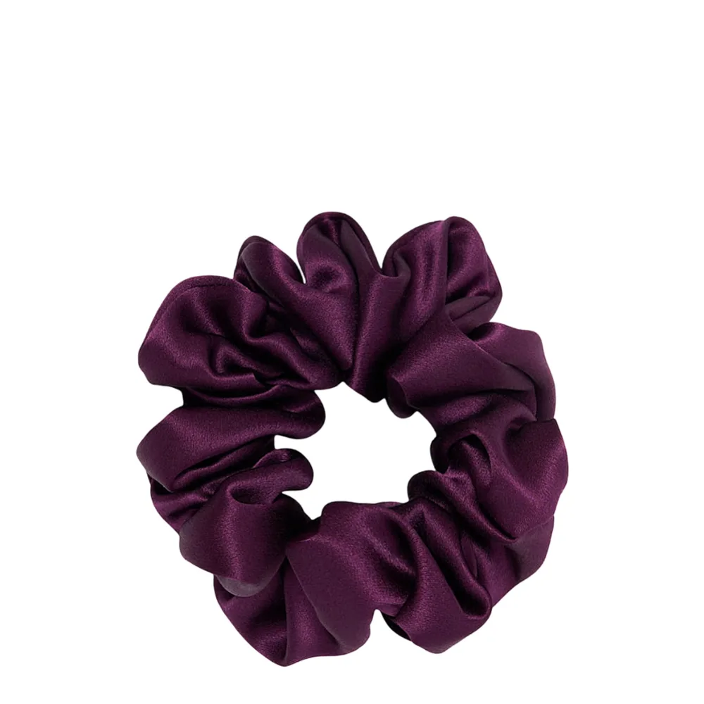 Резинка для волос Almania Scrunchie шёлковая сливовая, атласная отделка, 1 шт