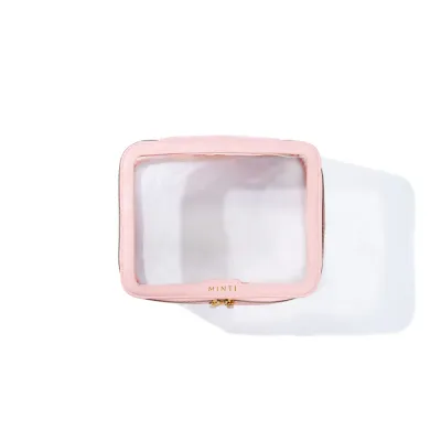Косметичка дорожная MINTI Collection Medium Travel Bag прозрачная, на молнии, светло-розовая, 19 x 15 см