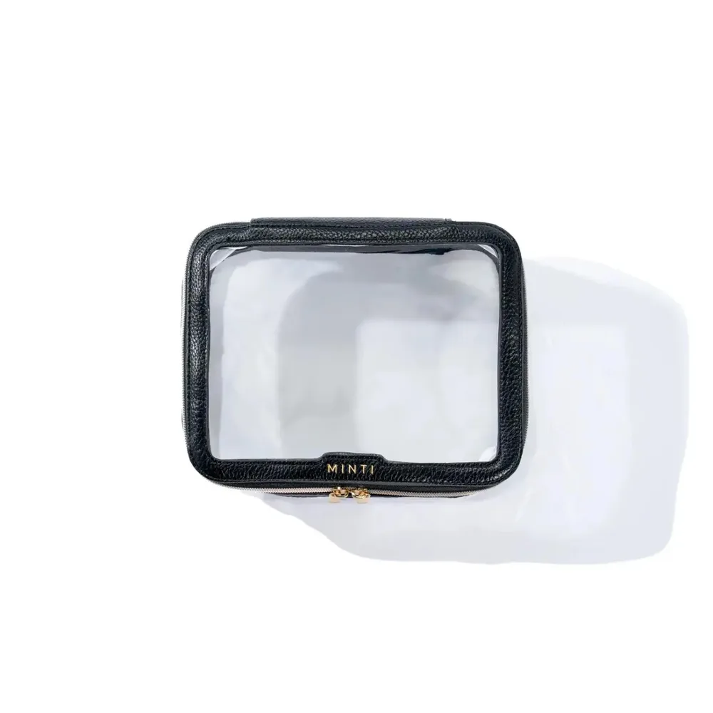 Косметичка дорожная MINTI Collection Medium Travel Bag прозрачная с чёрной отделкой, на молнии, 19 x 4 x 15 см