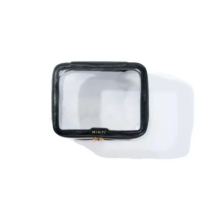 Косметичка дорожная MINTI Collection Medium Travel Bag прозрачная с чёрной отделкой, на молнии, 19 x 4 x 15 см