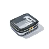 Косметичка дорожная MINTI Collection Medium Travel Bag прозрачная с чёрной отделкой, на молнии, 19 x 4 x 15 см — фото 2