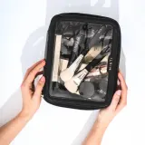 Косметичка дорожная MINTI Collection Large Travel Bag многокамерная на молнии, чёрная, усиленные швы — фото 4