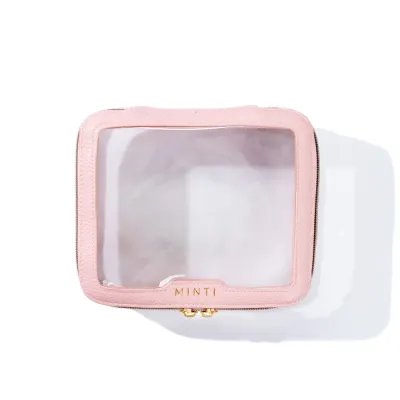 Косметичка дорожная MINTI Collection Large Travel Bag прозрачная, на молнии, светло-розовая, 24 x 7 x 18 см