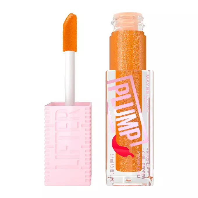 Блеск для губ Maybelline Lifter Plump 008 Hot Honey медовый оттенок, эффект объёма, аппликатор XL