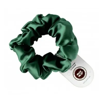 Резинка для волос Mexmo Scrunchie Normal шёлковая широкая, тёмно-зелёная Dark Green, 4 см
