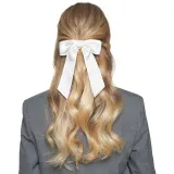 Бант для волос Almania Kokarda шёлковый на резинке, модель 3, цвет слоновой кости, стирка при 30 °C — фото 2