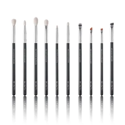 Набор кистей для макияжа глаз MINTI Collection Complete Eye Set 10 шт белый козий и синтетический ворс, деревянные ручки