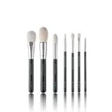 Набор кистей для макияжа лица и глаз MINTI Collection Lux Set 7 шт белый козий и синтетический ворс, деревянные ручки — фото 1