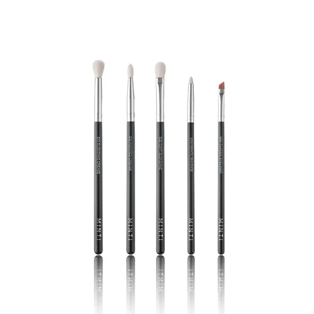 Набор кистей для макияжа глаз MINTI Collection Basic Eye Set 5 шт белый козий и синтетический ворс, деревянные ручки