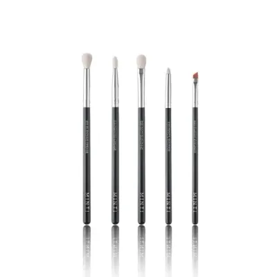 Набор кистей для макияжа глаз MINTI Collection Basic Eye Set 5 шт белый козий и синтетический ворс, деревянные ручки