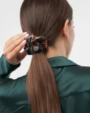 Резинка для волос Almania Scrunchie шёлковая с узором пейсли, атласная, универсальный размер, 1 шт — фото 2