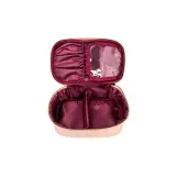 Подарочный набор M BRUSH by Maxineczka косметичка Weekender Bag бежевая + пуховки Powder Puff Trio 3 шт + спонжи для макияжа Burgundy — фото 2