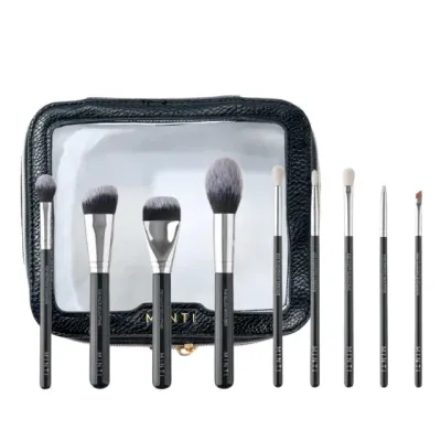 Подарочный набор MINTI Collection дорожная косметичка Large Travel Bag Black + набор кистей для глаз Basic Eye Set + набор для контуринга Contour Face Set