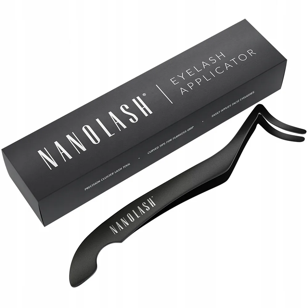 Аппликатор для накладных ресниц Nanolash Eyelash Applicator для пучков, анатомическая форма кончика, чёрный сатиновый корпус