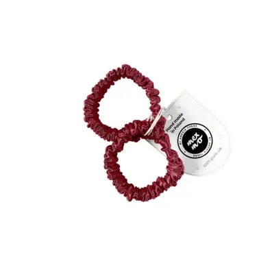 Резинки для волос Mexmo Scrunchie Mini шёлковые тонкие, бордовые Burgundy, 2 шт