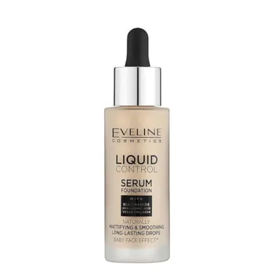 Тональный крем Eveline Cosmetics Liquid Control HD с ниацинамидом, оттенок 003 Ivory Beige, флакон с пипеткой
