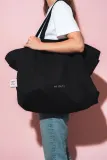 Сумка-шопер MINTI Collection Shopper Bag Black хлопковая черная, длинные и короткие ручки, внутренний карман, 47x22x38 см — фото 1