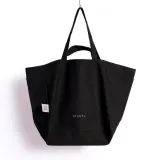 Сумка-шопер MINTI Collection Shopper Bag Black хлопковая черная, длинные и короткие ручки, внутренний карман, 47x22x38 см — фото 2