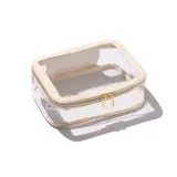 Набор косметичек дорожных MINTI Collection Travel Bag Vanilla SET прозрачные, 2 шт, ванильный кант, 19x15 см + 24x18 см — фото 2