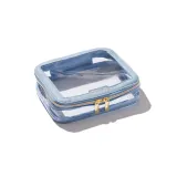 Набор косметичек дорожных MINTI Collection Travel Bag Light Blue SET прозрачные, 2 шт, голубой кант, 19x15 см + 24x18 см — фото 2