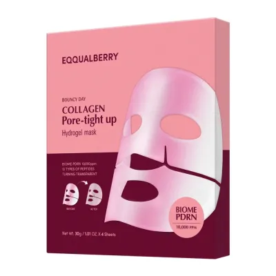 Маска для лица EQQUALBERRY Collagen Pore Tight Up гидрогелевая коллагеновая, сужение пор, набор 4 шт. х 30 г
