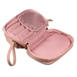 Косметичка Inter Vion Soft Pink в форме сумочки с органайзером для кистей, пудрово-розовая с золотыми элементами, 30x15,5x15,5 см — фото 3