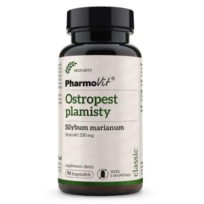 Биологически активная добавка Pharmovit Ostropest Plamisty расторопша пятнистая, поддержка печени и пищеварения, 90 капсул