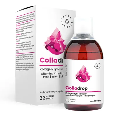 Коллаген Aura Herbals Colladrop рыбий NatiCol с витамином C, цинком и биотином, жидкость, 500 мл