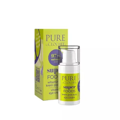 Крем для кожи вокруг глаз Clochee PURE SUPERFOODS витаминный, с кофеином и церамидами, 15 мл