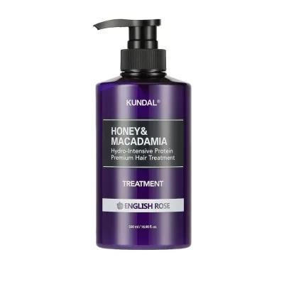 Маска для волос KUNDAL Honey & Macadamia Hydro-Intensive Protein увлажняющая протеиновая, аромат английская роза, 500 мл