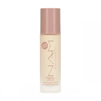 Тональный флюид NAM Fluid Dewy Foundation оттенок 1 (01C Swan) сияющий финиш, среднее наращиваемое покрытие, 30 мл
