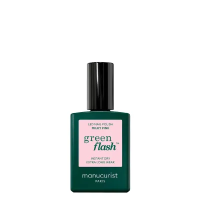 Лак для ногтей Manucurist Green Flash полупостоянный LED-покрытие, молочно-розовый, оттенок Milky pink, 15 мл