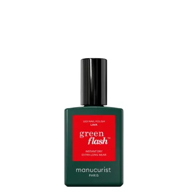 Лак для ногтей Manucurist Green Flash полупостоянный LED-покрытие, красный с оранжевым подтоном, оттенок Lava, 15 мл