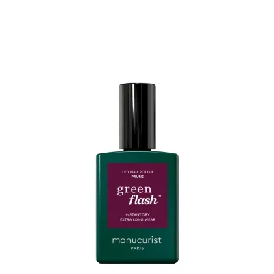 Лак для ногтей Manucurist Green Flash полупостоянный LED-покрытие, сливовый бордо, оттенок Prune, 15 мл