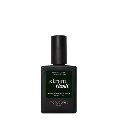 Топ для ногтей Manucurist Green Flash Top coat gel Xtrem flash гелевый, LED-полимеризация, зеркальный глянец, 15 мл