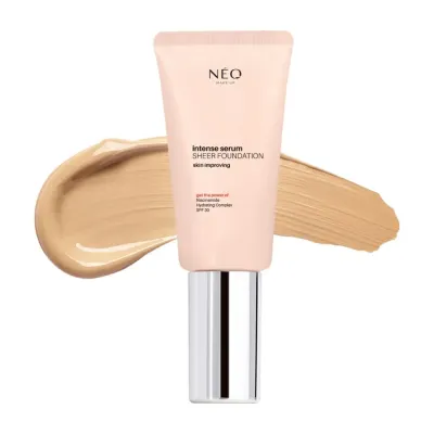 Тональный крем для лица NEO MAKE UP Intense Serum Sheer Foundation 02 лёгкое покрытие, SPF 30, сияющий финиш, 30 мл