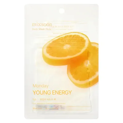 Маска для лица mixsoon Daily Mask Pack Monday Young Energy тканевая энергетизирующая увлажняющая, 10 шт