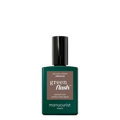 Лак для ногтей Manucurist Green Flash коричневый оттенок Freckles, полимеризация под LED-лампой, 15 мл