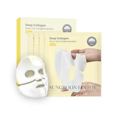 Маска для лица гидрогелевая Sungboon Editor Deep Collagen Niacin Vita C для сияния и ровного тона, набор 4 шт