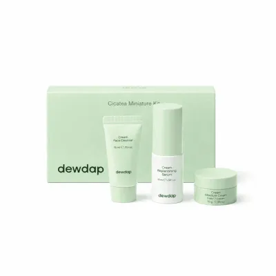 Набор миниатюр для лица Dewdap Cicatea тонер 15 мл + ампула 15 мл + крем 10 г, для чувствительной кожи, дорожный