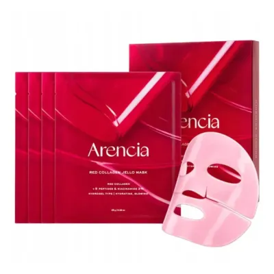 Маска для лица Arencia Red Collagen Jello Mask гелевая тканевая с коллагеном и пептидами, набор 4 шт