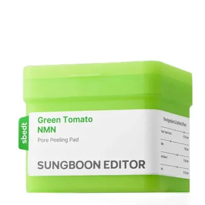 Пилинг-диски для лица Sungboon Editor Green Tomato NMN Pore Peeling Pad очищающие с глюконолактоном, для сужения пор, 60 шт