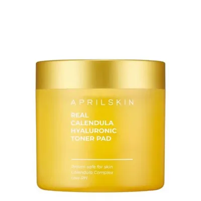 Патчи для лица APRILSKIN Real Calendula Hyaluronic Toner Pad тонизирующие успокаивающие, с календулой и гиалуроновой кислотой, 60 шт