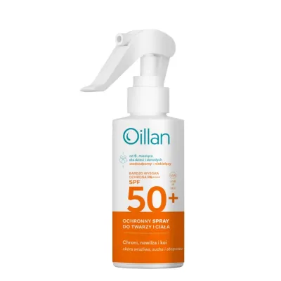 Средство солнцезащитное Oillan спрей для лица и тела SPF50, для чувствительной кожи, 125 мл