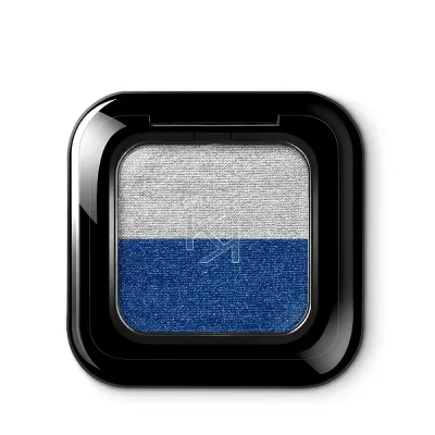 Тени для век KIKO Milano Bright Duo Eyeshadow двойные прессованные, насыщенный пигмент, 17 Silver / Eletric Blue, 1.8 г