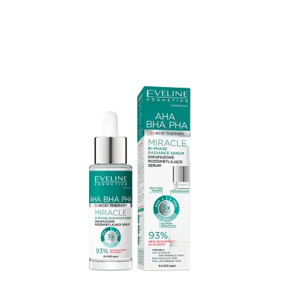 Сыворотка для лица Eveline Cosmetics 3xAcid Therapy AHA BHA PHA двухфазная с витамином C, 30 мл