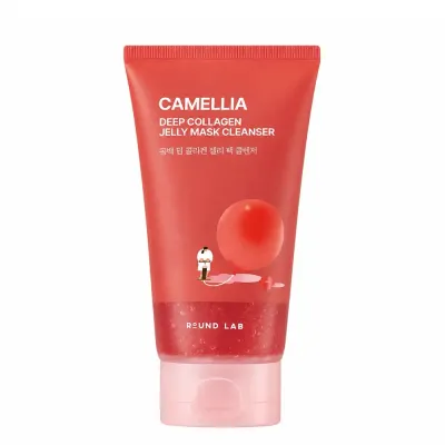 Гель для умывания ROUND LAB Camellia Deep Collagen Jelly Mask Cleanser желейный, мягкое очищение и маска, 150 мл