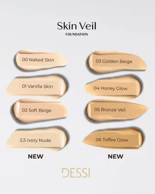 Тональный крем для лица Dessi Cosmetics SKIN VEIL Naked Skin сатиновый, натуральное покрытие, оттенок 2,5 Ivory Nude, 30 мл
