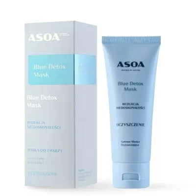 Маска для лица Asoa Blue Detox Mask синяя очищающая, с каолином, для проблемной кожи, 75 мл