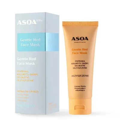 Маска для лица Asoa Gentle Red Face Mask красная деликатная, с глиной иллит и черникой, 75 мл